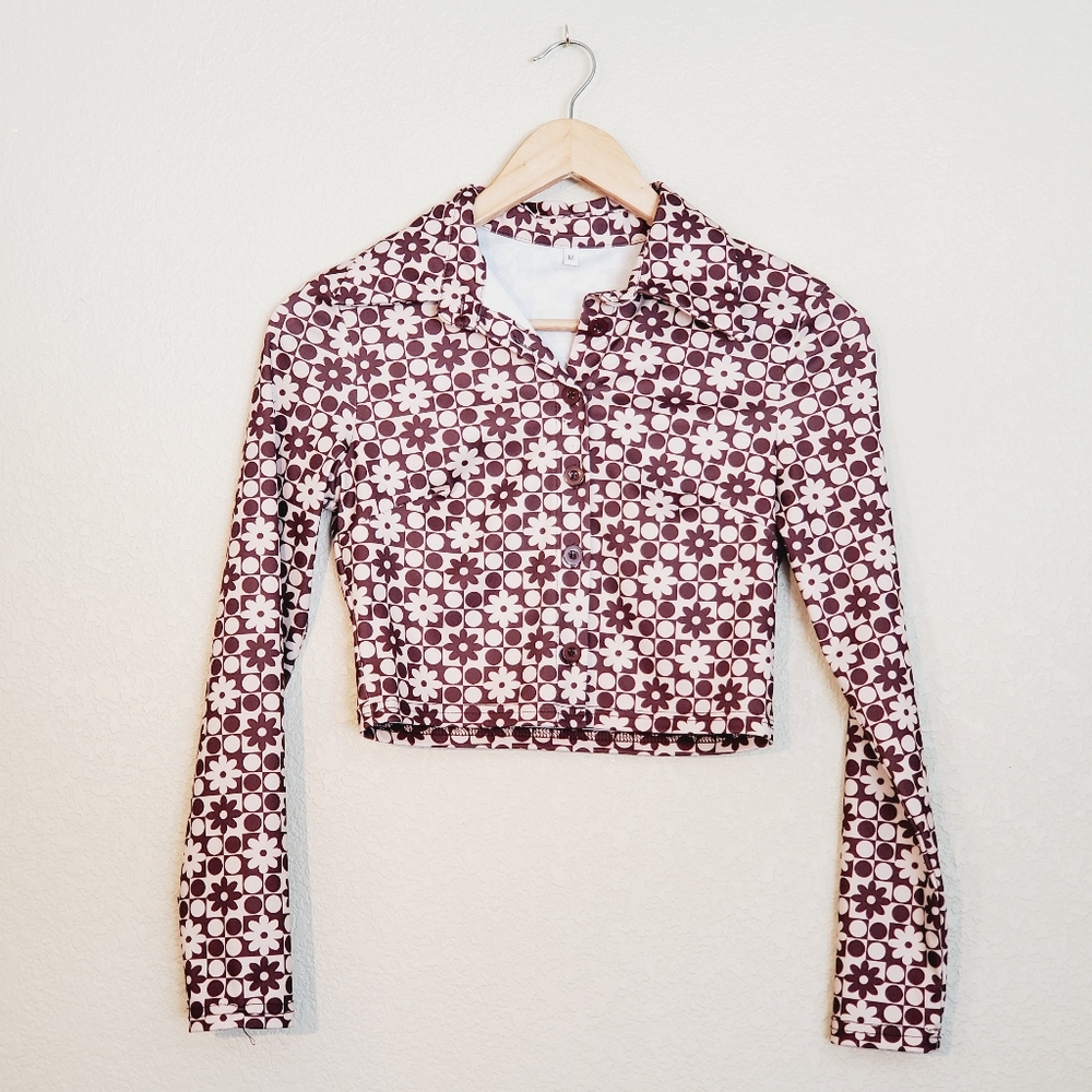 70s inspired crop button up